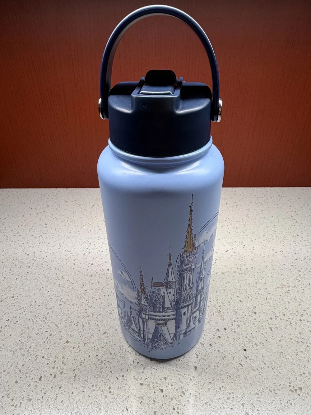 NEW 2026 DISNEY WORLD CINDERELLA CASTLE JUMBO 1 LITER WATER BOTTLE IN BLUE